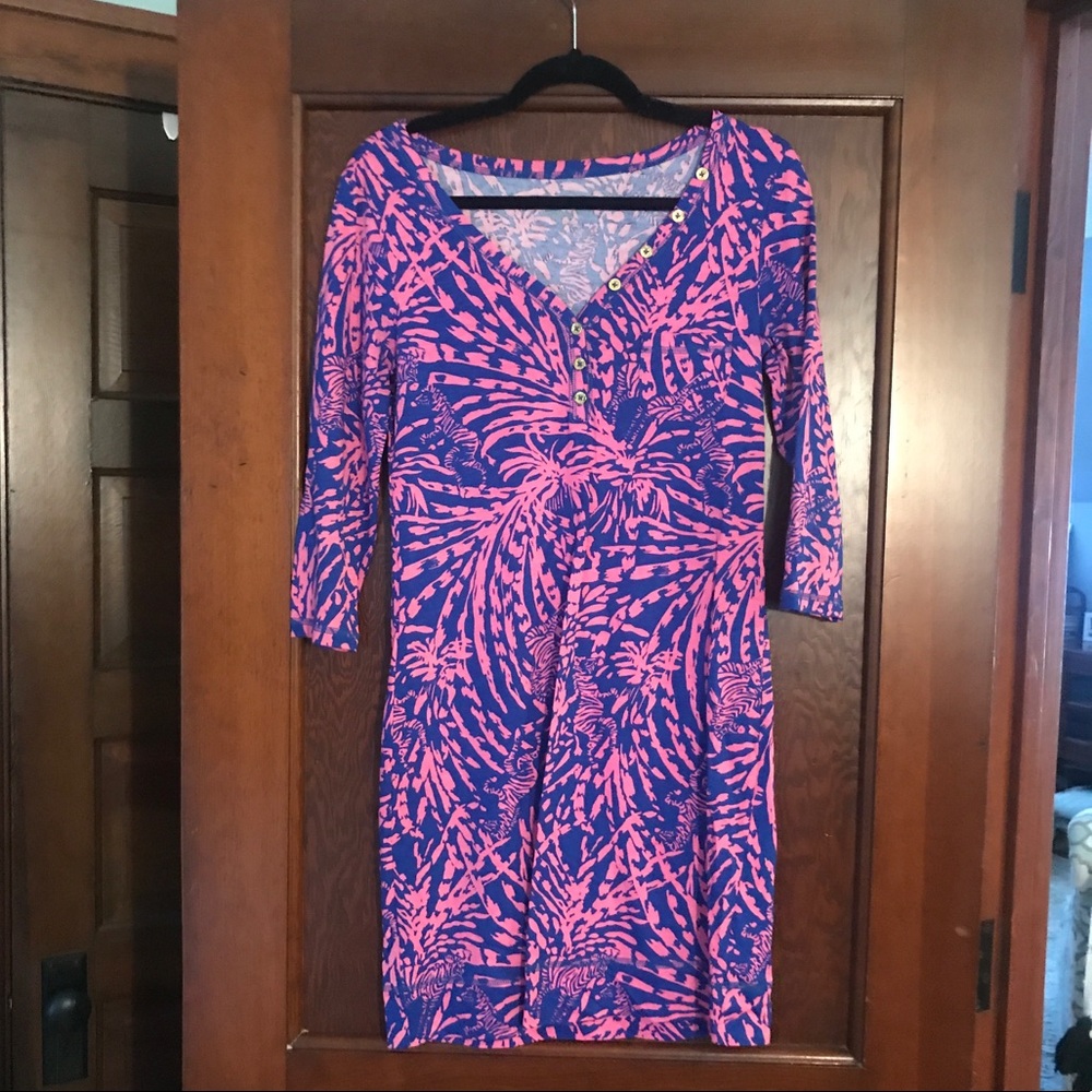 Lilly Pulitzer 3/4 Sleeve Dress Zebra Print Small